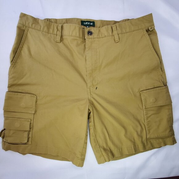 Orvis Shorts Mens 40 Brown Tech Cargo Performance Outdoor Nylon Stretch Waist - Picture 8 of 8